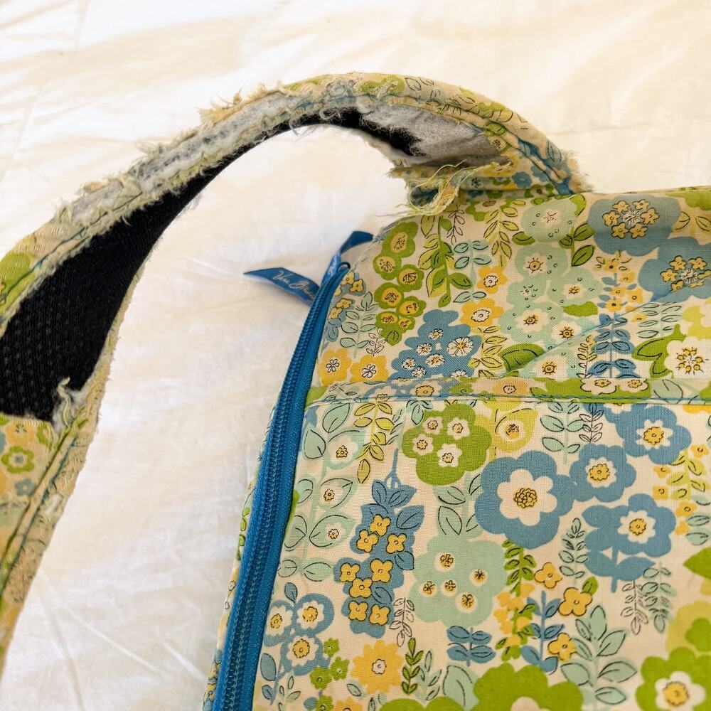 Vera Bradley Floral Laptop Backpack Blue Green Quilted School Travel Bag - Picture 7 of 9